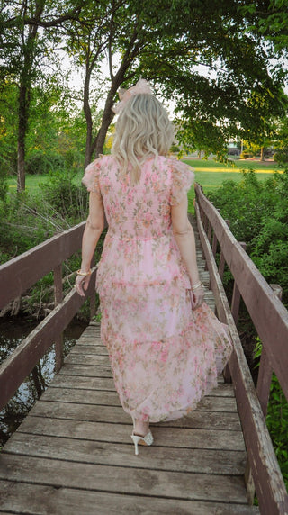 Victoria Floral Tulle Midi Dress - Olivia Frank & Co.