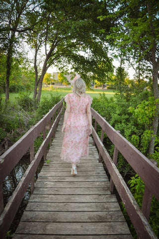 Victoria Floral Tulle Midi Dress - Olivia Frank & Co.