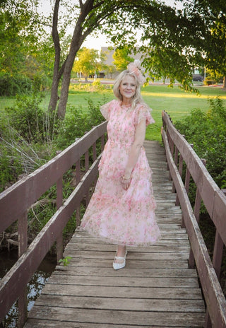 Victoria Floral Tulle Midi Dress - Olivia Frank & Co.