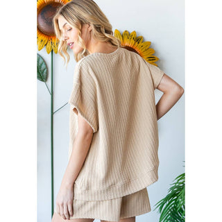 Wren Waffle Textured Top - Olivia Frank & Co.